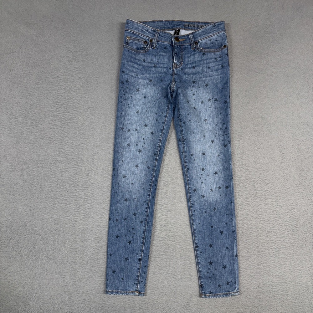 Gap Jeans Womens 0 Blue Straight Distressed Denim Star Print Cotton Blend Preppy